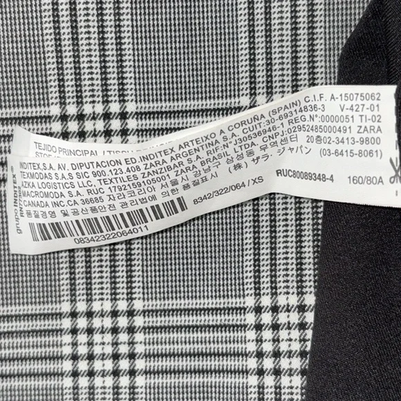 Zara Black & White Plaid Wrap Front Rhinestone Button Blazer Mini Dress - XS - Picture 15 of 16